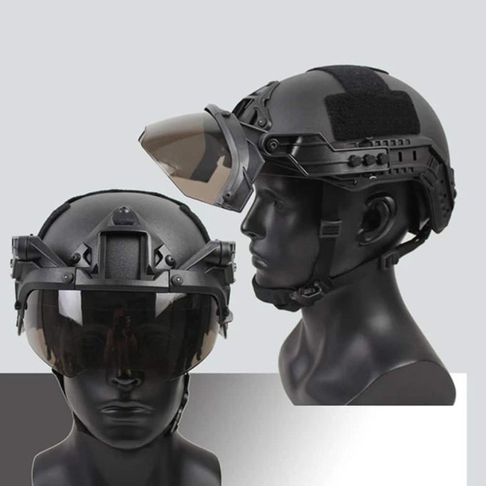 Braune Klapp-Schutzbrille für taktische Helme – Bild 3