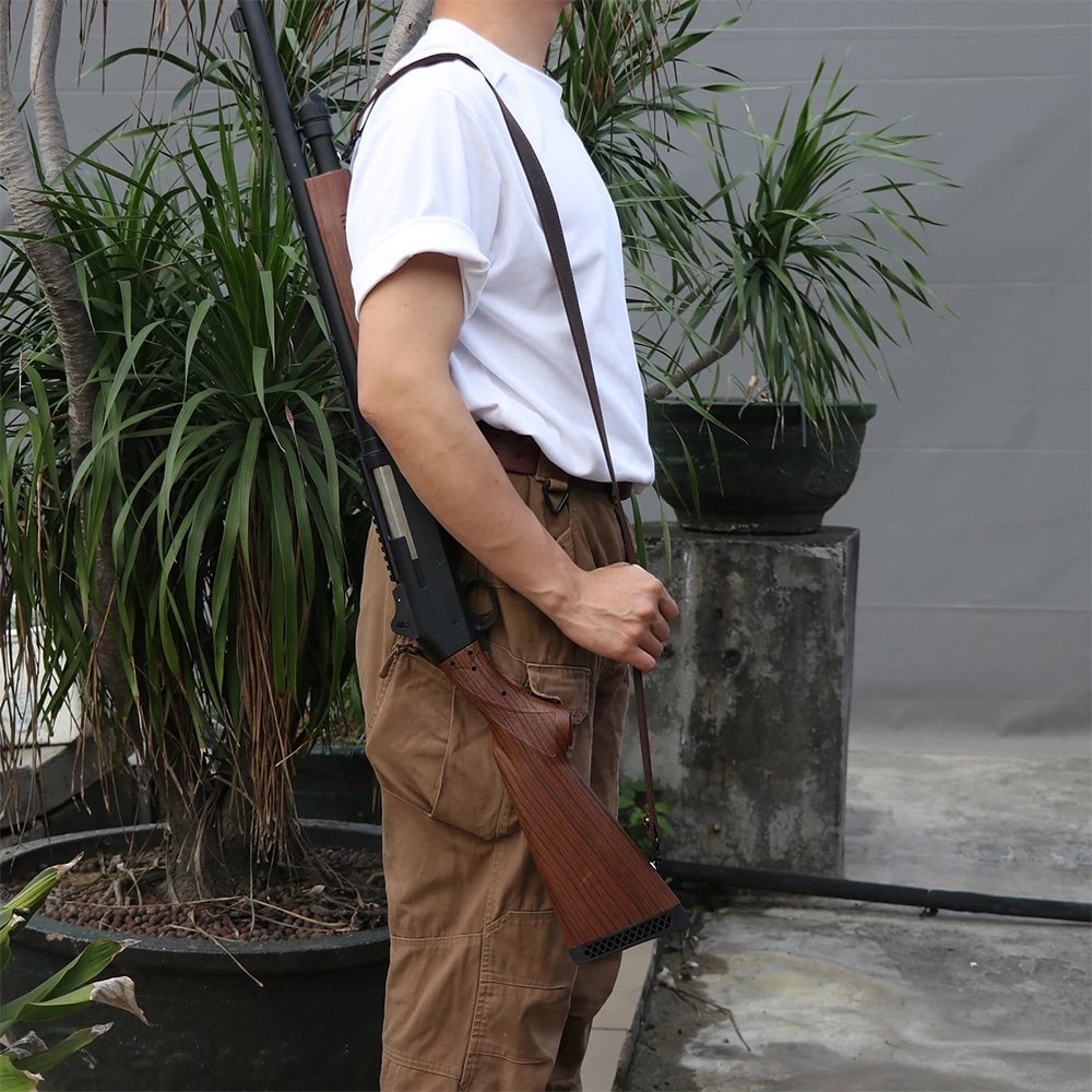 Echtes Leder-Gewehrriemen mit Schultergurthaken – Bild 5
