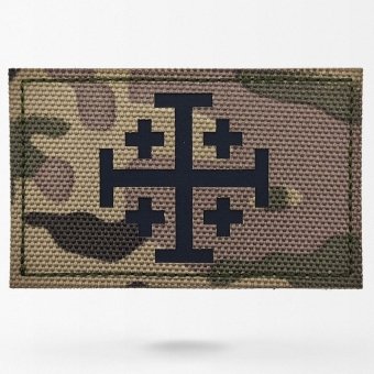 Rechteckiger Jerusalem-Kreuz-Aufnäher