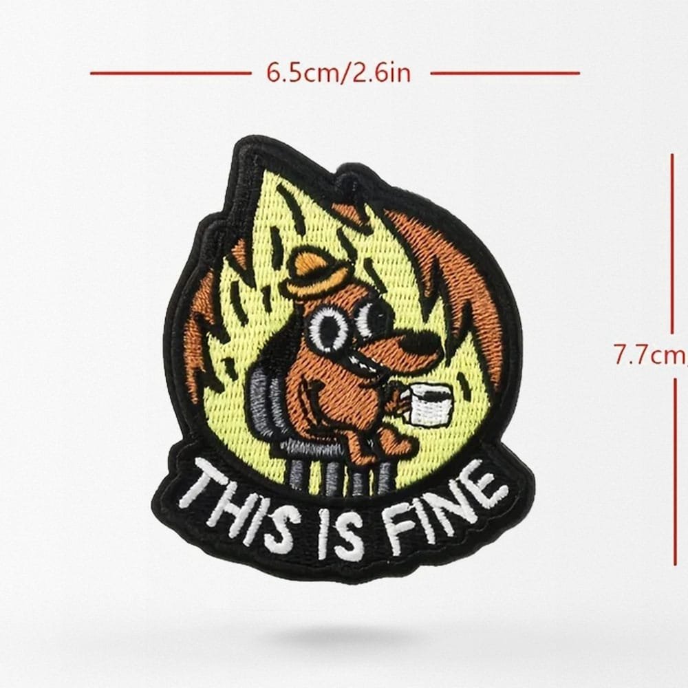 This is fine lustiger Meme-Aufnäher – Bild 3